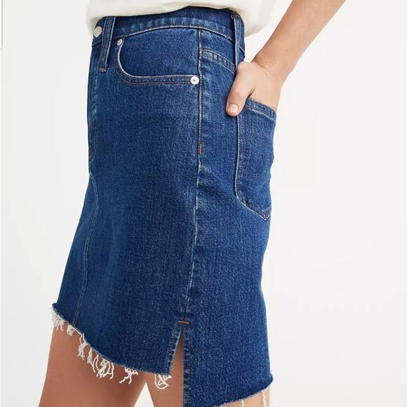 Madewell Stretch Denim Straight Mini Skirt Step-Hem Edition 26 - Picture 2 of 16